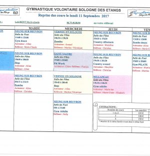 Reprises des cours avec la Gymnastique Volontaire Sologne des Etangs le 11 septembre