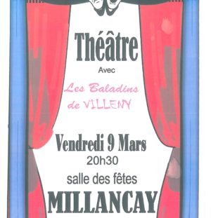 Soirée théatre à Millançay ce vendredi 9/03