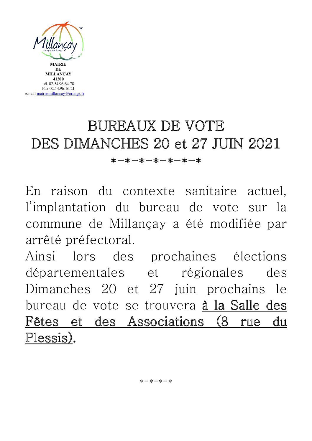 Elections des 20 et 27 juin 2021