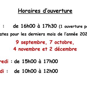 HORAIRES BIBLIOTHÈQUE 2024