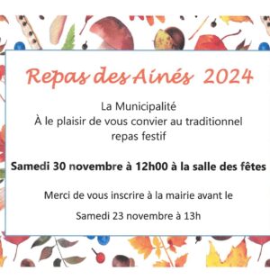 REPAS DES AINES 2024 SAMEDI 30 NOVEMBRE