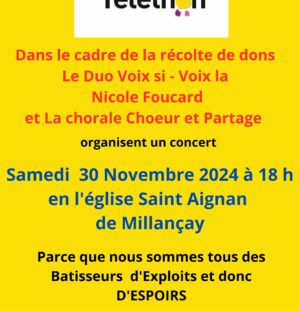 TELETHON SAMEDI 30 NOVEMBRE 2024 A 18H00