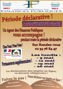 Permanences des impots à France Services Sologne des Etangs. Un agent des impots accompagne tous nos administrés pendant la période déclarative