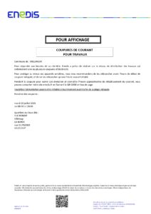 COUPURES DE COURANT MARDI 22 JUILLET