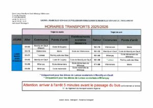 HORAIRES DES TRANSPORTS 2025-2026