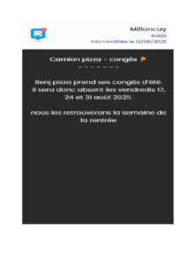 Camion pizza - Congés
