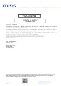 Coupure de courant Mardi 18 novembre 2025