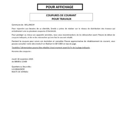 Coupure de courant Mardi 18 novembre 2025
