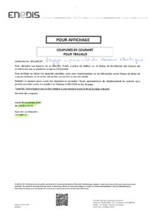 COUPURE DE COURANT 25 NOVEMBRE LA CARELLE