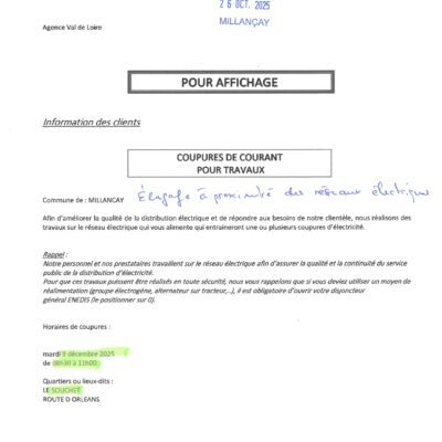 COUPURE DE COURANT 09 DÉCEMBRE LE SOUCHET