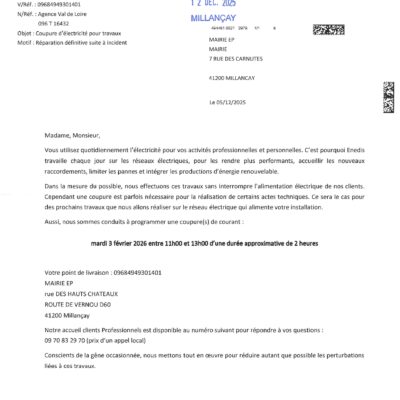 ENEDIS COUPURE 03 FÉVRIER 2026