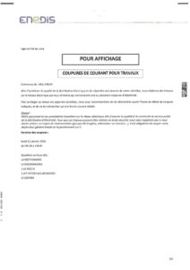 ENEDIS COUPURE DE COURANT 12 JANVIER 2026