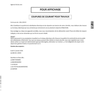 ENEDIS COUPURE DE COURANT 12 JANVIER 2026