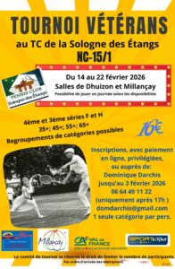 Tournoi vétérans du 14 au 22 février 2026