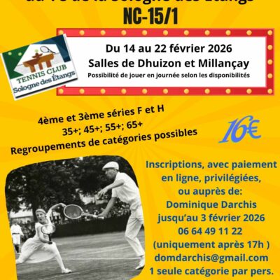 Tournoi vétérans du 14 au 22 février 2026