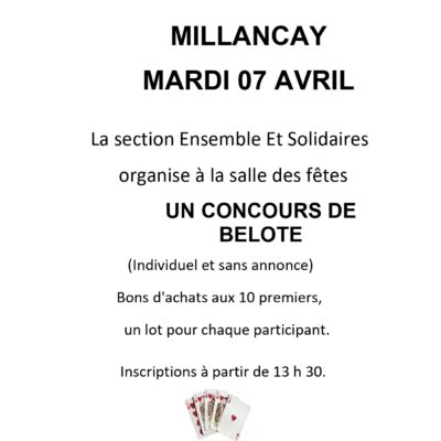 CONCOURS DE BELOTE MARDI 07 AVRIL 2026