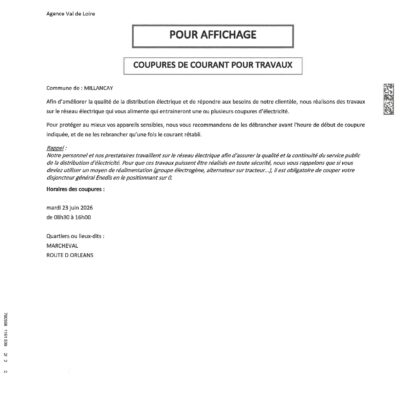 Mardi 23 juin 2026 coupures de courant marcheval