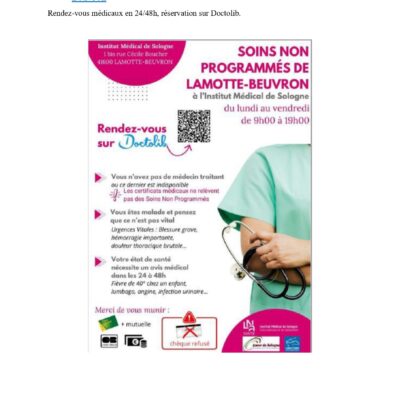 Guide santé et le nouveau service de consultation à l’Institut médical de Sologne