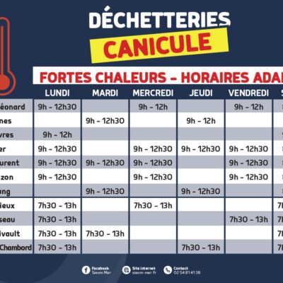 Alerte canicule – Modification des horaires d’ouvertures des déchetteries à compter du 19 juin 2026