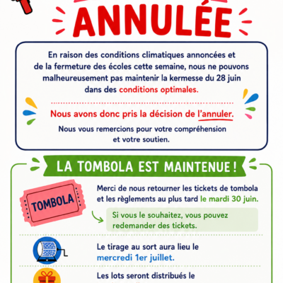 Annulation de la kermesse du 28 juin