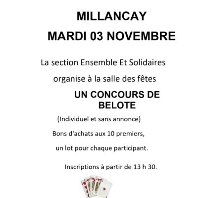 CONCOURS BELOTE MARDI 03 NOVEMBRE