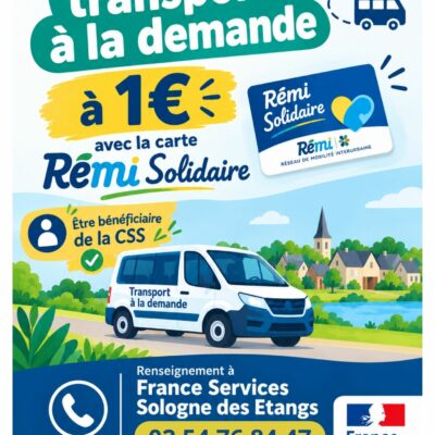 Transport à la demande à 1€  France Services Sologne des Etangs